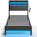 Rolanstar Bed Frame With Charging Station And LED Lights, Upholstered