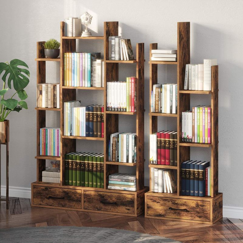 Rustic Brown Double-Layer Bookshelf Storage Rack - Perfect for Home or  Office – Hadulcet