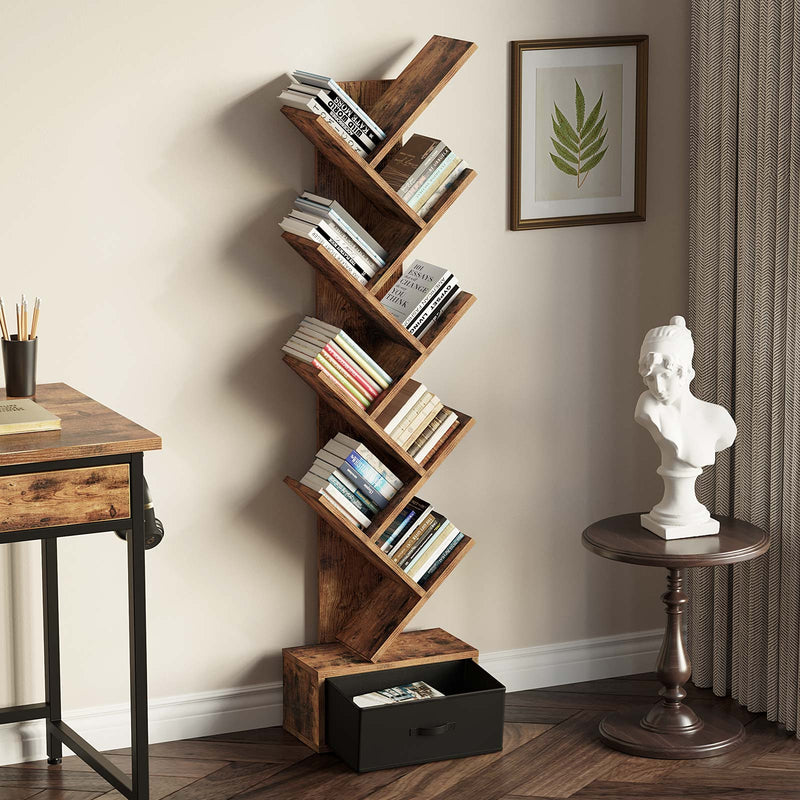 Bookshelf 6 Tier Bookcase Modern Storage Rack Shelf Tall Standing  Bookshelves with Mental Frame Large Unique Display Racks Wood Book Shelf  for